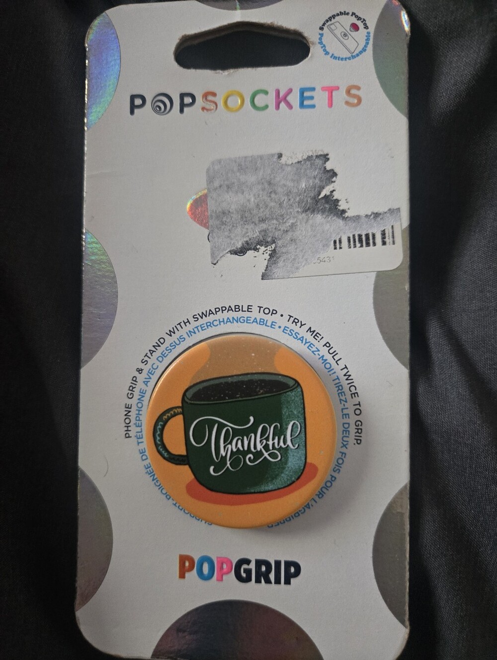 NWT PopSockets PopGrip Morning Mantra Thankful Coffee Mug Phone Grip & Stand